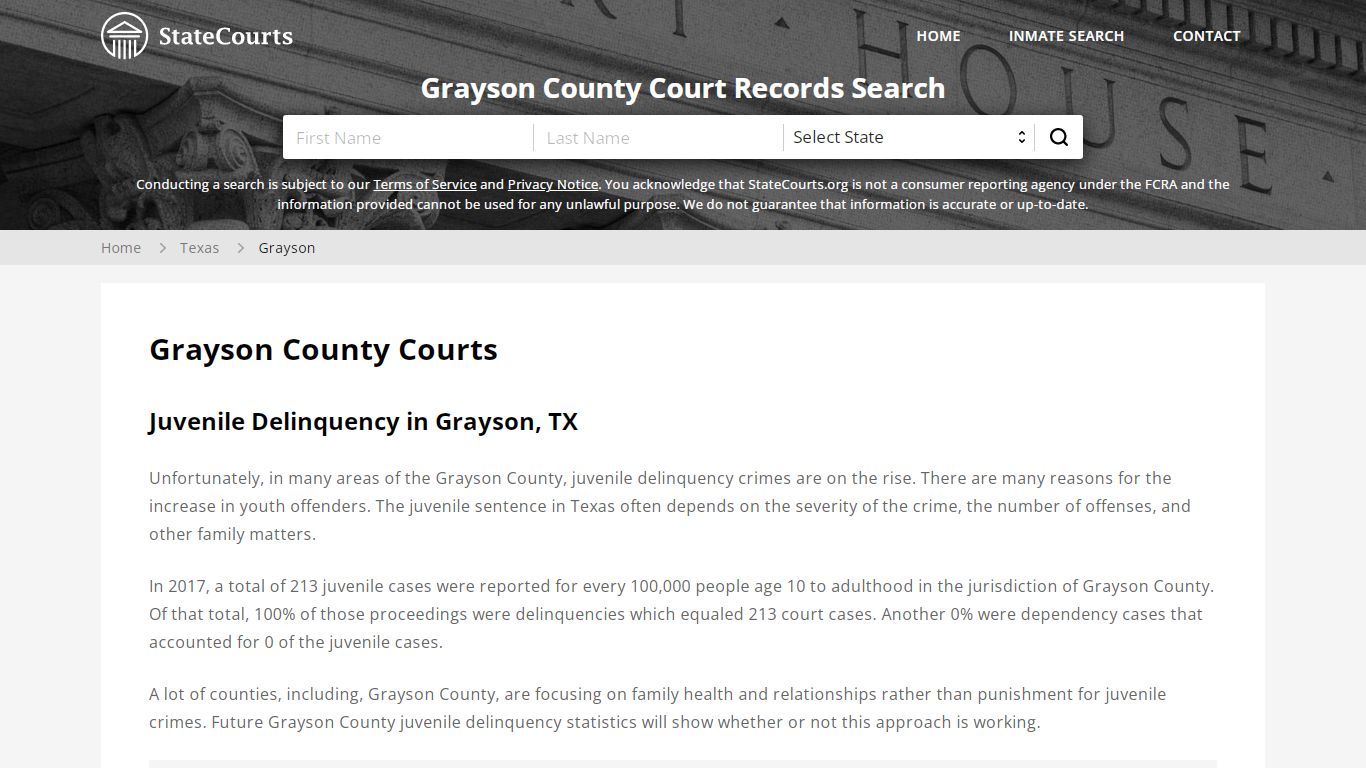Grayson County, TX Courts - Records & Cases - StateCourts